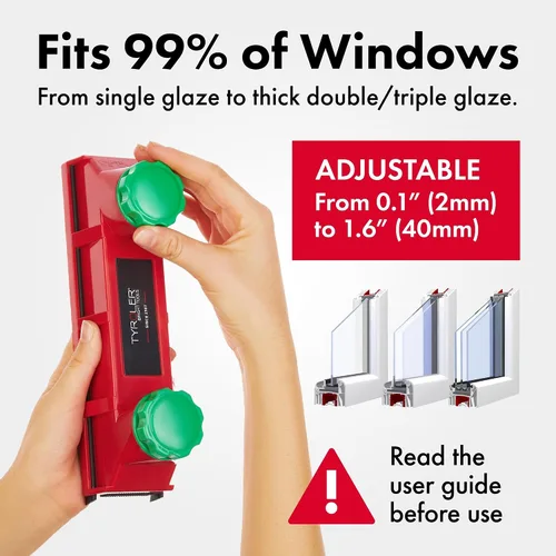 Vista 3 de Tyroler - Herramienta de limpieza magnética de ventanas La herramienta de limpieza de ventanas de doble cara Glider D4 se adapta a ventanas de 0.1