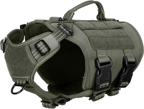 Vista 21 de ICEFANG GN3 Arnés táctico para perro con hebilla 6X, chaleco Molle para perro con asa, cobertura corporal 3/4, panel de gancho y bucle para parche