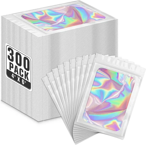 Vista 8 de ANZNKU 300 bolsas holográficas de Mylar resellables, bolsas resellables de 4x6 pulgadas para pequeñas empresas, bolsa de kit para resaca a prueba