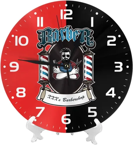 Vista 2 de Reloj de pared personalizado para peluquería, añade tu texto, reloj de peluquería rojo personalizado, reloj de pared para salón de belleza, regalo