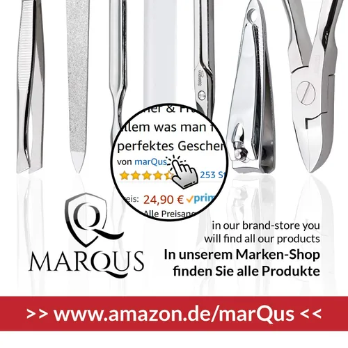 Vista 8 de marQus Juegos de manicura para mujeres y hombres de Solingen Alemania con lima de uñas de vidrio - Kit de aseo de calidad incl. cortaúñas y lima
