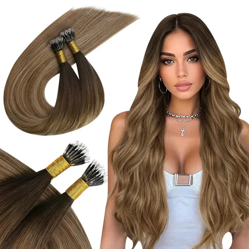 Vista 26 de Ugeat - Extensiones de cabello humano con microanillo, 14 pulgadas, extensiones de cabello Remy con microcuentas de 1 gm/hebra, 50 gms, extensiones