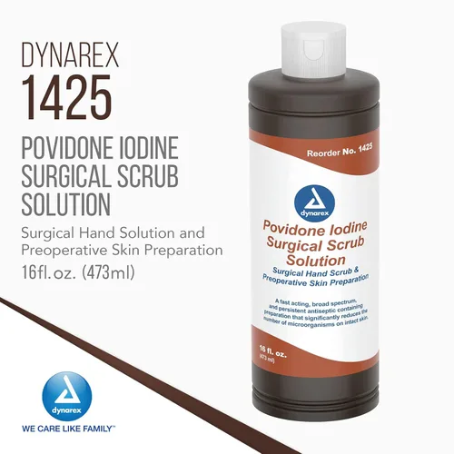 Vista 2 de Dynarex Solución exfoliante de povidona-yodo, solución antiséptica para piel y mucosa, ideal para la preparación del sitio quirúrgico, contiene