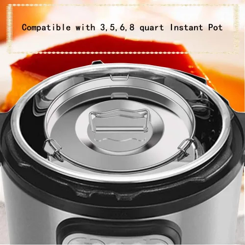 Vista 9 de Molde de flan de acero inoxidable con tapa de 65 onzas, sartén para olla instantánea de 6 cuartos de galón, diseño mexicano Flanera Flan Maker