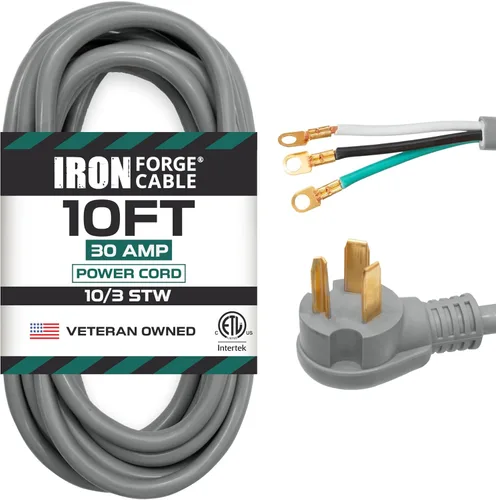 Vista 9 de Adaptador de enchufe para secadora de cable Iron Forge, 4 clavijas a 3 clavijas Cable STW 10/3, NEMA 14-30R a 10-30P, 30 Amp - Para salidas