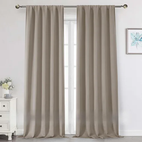 Vista 132 de Cortinas opacas para dormitorio, sala de estar, juego de 2 paneles de 54 pulgadas de largo, cortinas de oscurecimiento de habitación con aislamiento