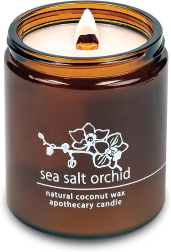 Vista 72 de Vela de mecha de madera agrietada Hemlock Park hecha a mano con cera de coco natural (grande de 16 oz, ámbar) Coconut Apricot Wax Crackling Wood