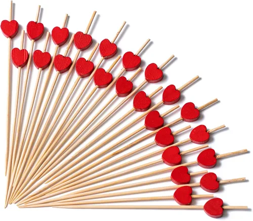Vista 28 de PuTwo palillos de cóctel hechos a mano 300 unidades palillos de cóctel de bambú natural con cuentas cúbicas en los extremos, ecológicos, pinchos