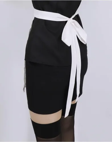 Vista 6 de C-ZOFEK Disfraz de sirvienta francesa delantal de encaje para Moira OHara Cosplay Halloween