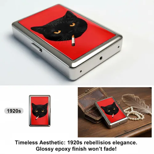 Vista 5 de Estuche para cigarrillos de metal versátil vintage 2026 con fácil cierre, tarjeta versátil de estilo vintage y estuche para efectivo, elegante