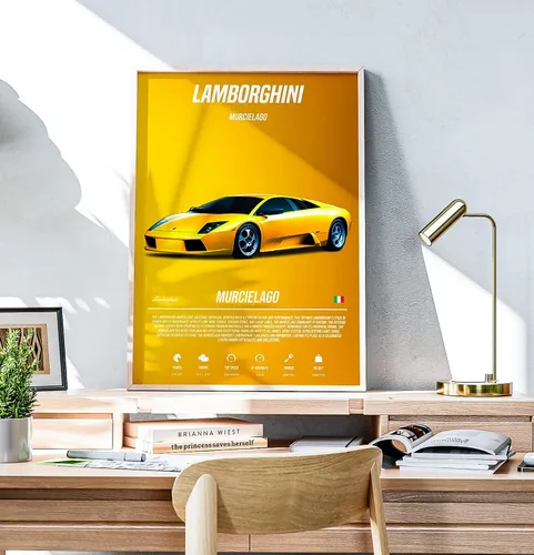 Vista 6 de 9 pósteres de súper autos para habitación de niños, decoración de pared de autos deportivos, arte de pared de autos de carreras para hombres