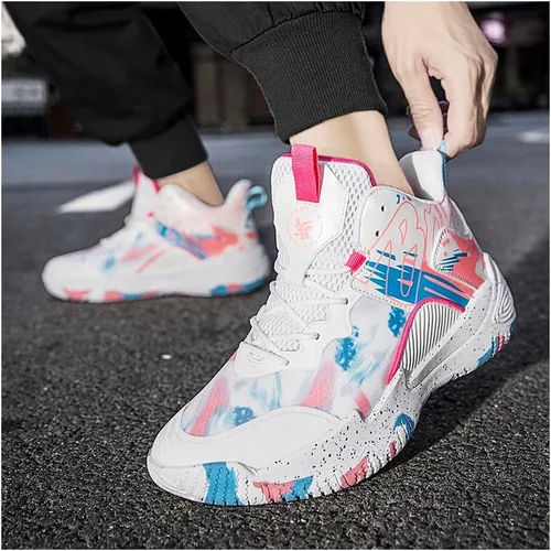 Vista 6 de BROHN Zapatos de baloncesto ultraligeros para hombre y mujer, zapatillas de deporte transpirables antideslizantes