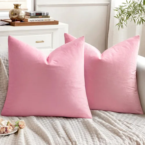 Vista 15 de EMEMA - Paquete de 2 fundas de almohada de terciopelo decorativas, fundas de cojín cuadradas suaves y sólidas para sofá, dormitorio, silla, Verde