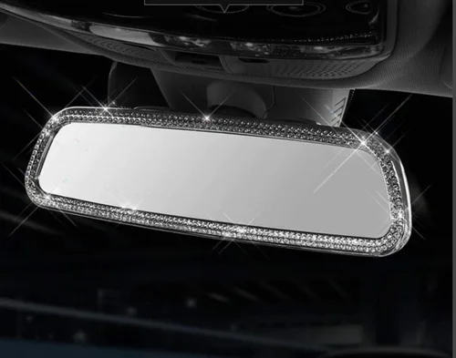 Vista 4 de Cubierta de calcomanías brillantes para espejo retrovisor interior de automóvil compatible con accesorios de decoración interior de automóvil