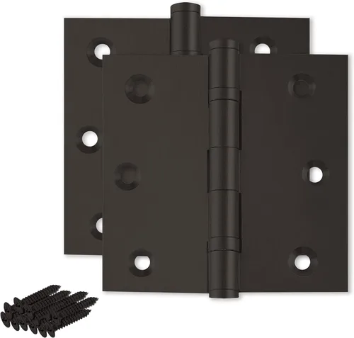 Vista 26 de Solid Brass Door Hinge Heavy Duty Ball Bearing 3.5 x 3.5 Inch - Set of 2 Hinges (Antique Brass)