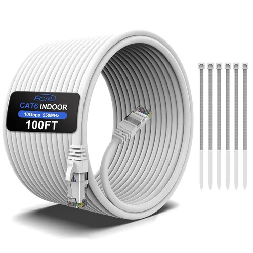 Vista 21 de Cable Ethernet Cat6 de 30 pies, cable de conexión Cat 6, cable de Internet Cat6, cable de red UTP, para interiores y exteriores, PoE, 24AWG CCA