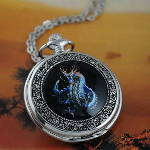 Vista 2 de VIGOROSO Relojes de bolsillo para hombre, reloj genial, regalos de dragón para hombres, mujeres, niños, niñas, Año del Dragón, ideas de regalo