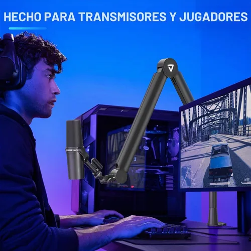 Vista 5 de Soporte de Brazo Telescópico THRONMAX S8 Soporte de Micrófono para Transmisión y Difusión de Juegos/Brazo de Micrófono Robusto y Universal