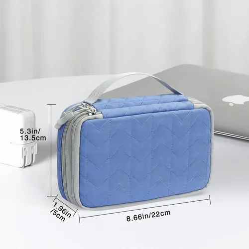 Vista 2 de FYY Organizador electrónico, organizador de cables de viaje, bolsa de transporte para accesorios electrónicos, portátil, impermeable, doble capa
