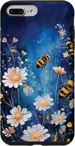 Vista 12 de Bees and Wildflowers on Dark Blue Case for iPhone 17