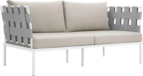 Vista 15 de Modway EEI-2601-WHI-WHI MO-EEI-2601-WHI-WHI Harmony Patio al aire libre Aluminio, sofá esquinero, blanco blanco