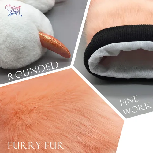 Vista 6 de Furryvalley Fursuit Paws - Guantes parciales peludos de garra esponjosa para disfraz de oso león para niños y adultos (naranja caramelo), Baby