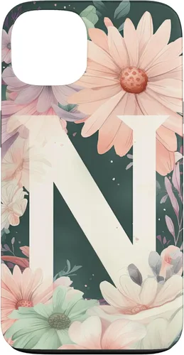 Vista 7 de iPhone 16 Beautiful Daisy Flowers Initial Letter N Monogram Watercolor Case