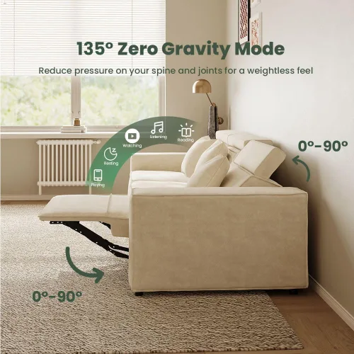 Vista 5 de Sofá eléctrico de 85 pulgadas, sofás modulares para sala de estar, moderno sofá biplaza reclinable grande, cómodo sofá nube de terciopelo