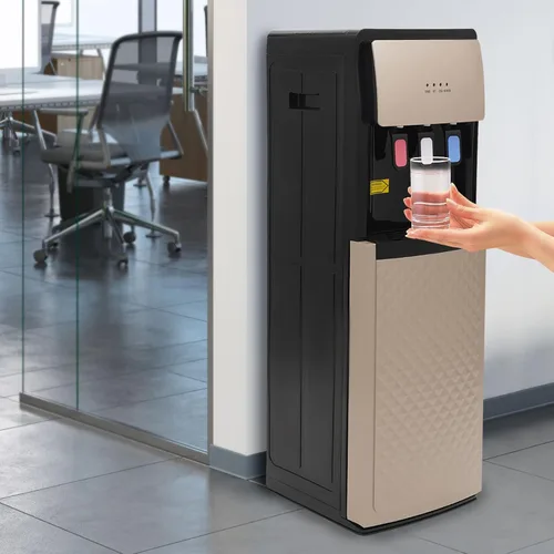 Vista 4 de Dispensador de enfriador de agua 3 en 1, dispensador de agua de pie de carga inferior para botellas de 5 galones, dispensador de agua fría