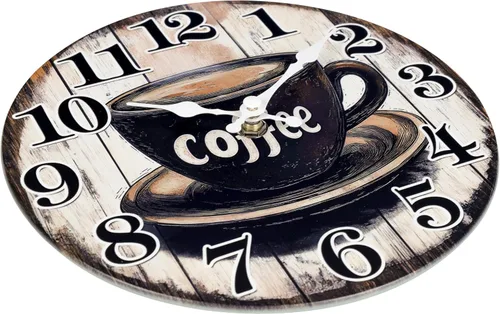 Vista 8 de Reloj de pared vintage con letrero de café para cocina, estilo rústico, funciona con pilas, para cocina/cafetería/comedor/hogar (12 pulgadas)