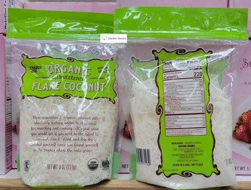 Vista 2 de Trader Joe's - Coco orgánico sin azúcar en escamas de 8 onzas, 8.01 oz (dos bolsas)