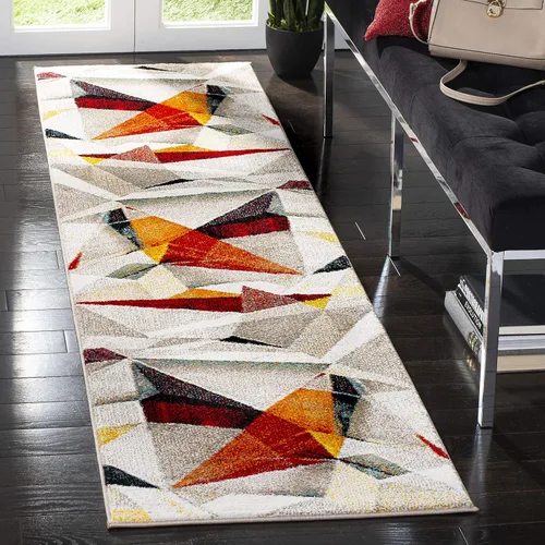 Vista 16 de SAFAVIEH Porcello Collection - Alfombra decorativa de 2 pies 3 pulgadas x 4 pies, gris claro y naranja, diseño abstracto moderno, no desprende