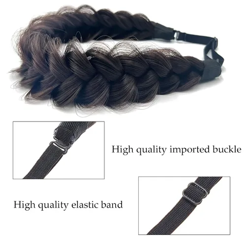 Vista 3 de Diadema trenzada de pelo sintético, hebras anchas clásicas, para boda, desordenada, esponjosa, peluca, accesorio de belleza para mujer
