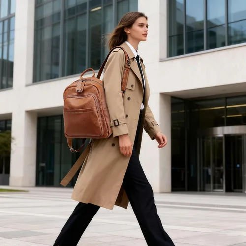 Vista 5 de BOYATU Mochila de cuero genuino para mujer mochilas suaves convertibles antirrobo - Elegante mochila de viaje para mujer (01 mediano-marrón caramelo)