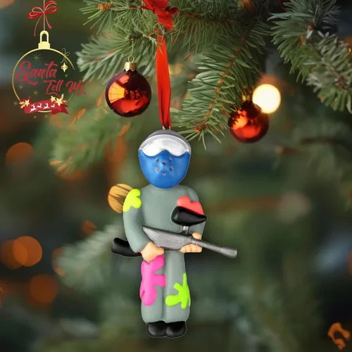 Vista 4 de Paintball - Adorno de Navidad 2025, regalo personalizado de paintball para adolescentes, adultos o niños, adorno navideño divertido personalizado