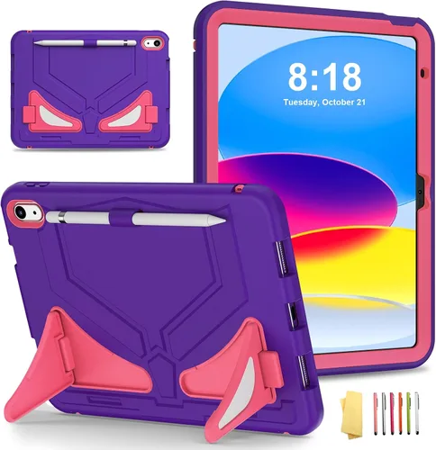 Vista 15 de Funda infantil para iPad de 9ª/8ª/7ª generación de 10.2 pulgadas con mango giratorio/soporte, ligera, suave, espuma EVA, a prueba de golpes, 01#