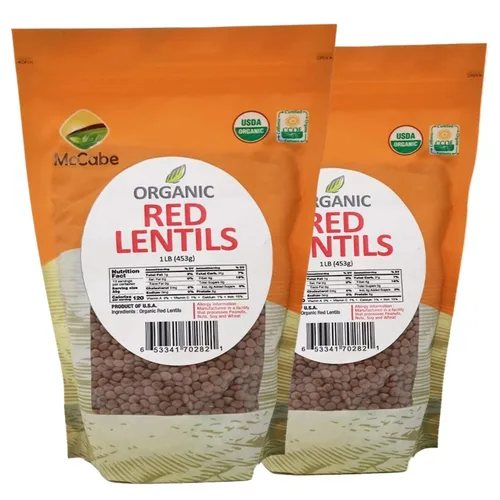 Vista 4 de McCabe Lentejas rojas orgánicas – Lentejas rojas secas Ricas en fibra y minerales Certificado USDA y CCOF Producto de Estados Unidos 1 libra