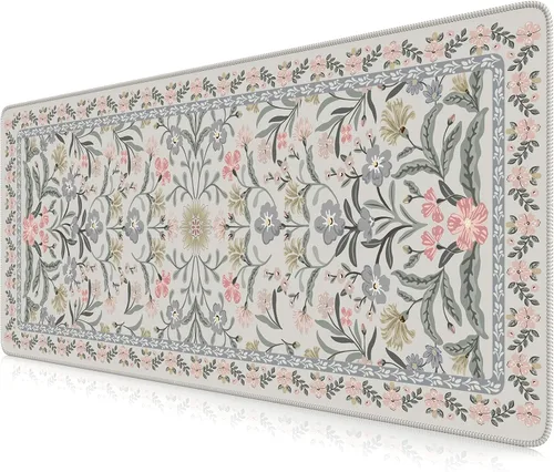 Vista 15 de iCasso Alfombrilla de mouse estética pequeña con diseño floral, mini alfombrilla de mouse portátil rosa, antideslizante y cómoda, de tela para mouse