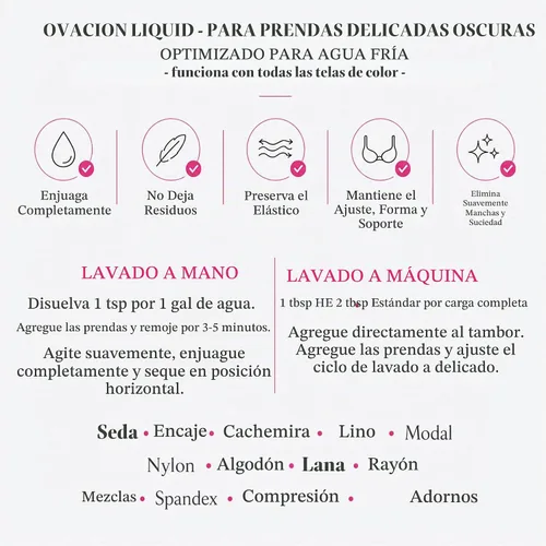Vista 4 de Ovacion by FOREVER NEW - Detergente líquido para ropa, lavado delicado fino, perfumado, 16 onzas líquidas