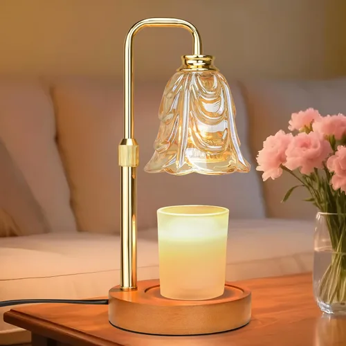 Vista 11 de XJZJY Lámpara calentadora de velas con regulador de temporizador, altura ajustable, calentador de cera de tulipán marrón, regalo de cumpleaños