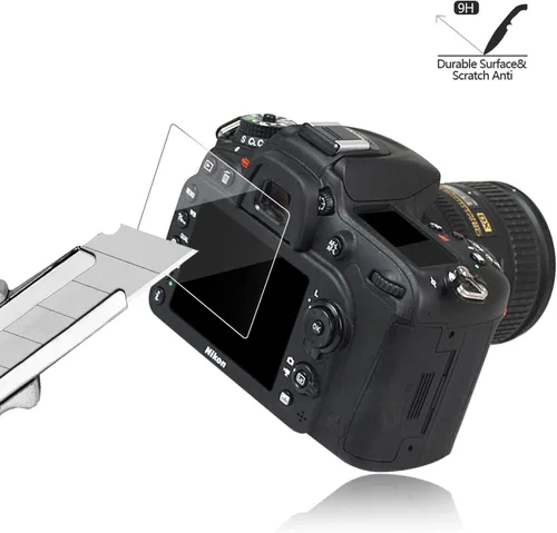 Vista 3 de Protector de pantalla de vidrio templado para Nikon D3500 D3400 D3300 D3200 D3100, AKWOX [0.012 in 2.5D alta definición 9H] cubierta protectora