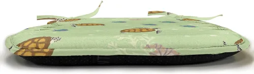 Vista 3 de Lunarable Juego de 2 cojines de asiento para silla subacuática, tortugas marinas que nadan con peces anémonas en las conchas oceánicas, buceo