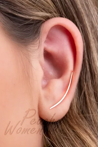 Vista 2 de Par de trepadores de orejas de plata de ley 925, bonitos aretes de oreja larga, calibre 20