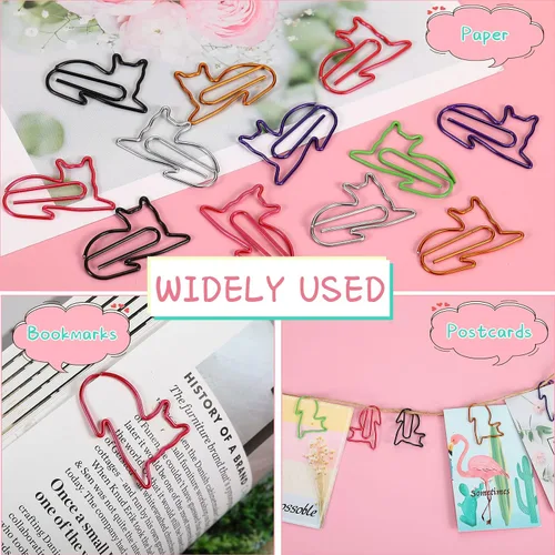 Vista 5 de Nezyo Paquete de 42 artículos de papelería para gatos, suministros de oficina, 6 colores lindos gatos, notas adhesivas, 30 clips de papel