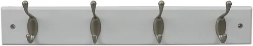 Vista 9 de Home Basics Estante colgante de pared blanco con 3 ganchos dobles para entrada elegante y espacios de vida organizados