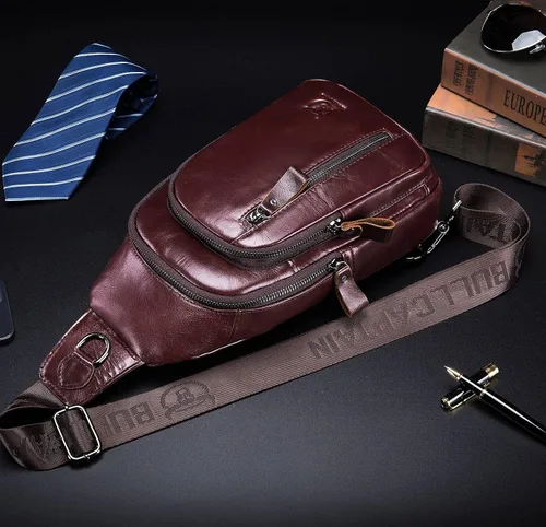 Vista 7 de Bolso bandolera de piel auténtica, informal, para viajes, senderismo, hombro, mochila vintage para hombres y mujeres