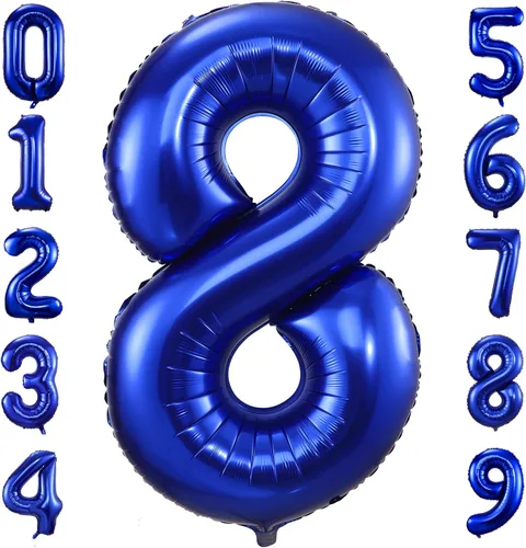 Vista 17 de Globos de número 0 azul marino, 40 pulgadas, globos de cumpleaños grandes de papel aluminio brillante azul oscuro, globos digitales de número