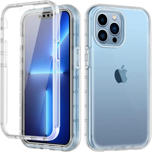 Vista 9 de LONTECT Funda para iPhone 13 Pro con protector de pantalla integrado con purpurina transparente, brillante, resistente, a prueba de golpes, híbrida
