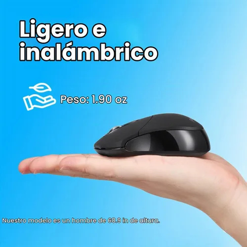 Vista 6 de Perixx PERIMICE-802B - Mouse inalámbrico Bluetooth, diseño portátil para Windows, iOS y tabletas Android, goma negra Negro