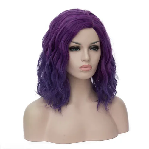 Vista 5 de Mildiso M004PR - Peluca de Mardi Gras para mujer, peluca corta de cabello ondulado y rizado con gorra de peluca